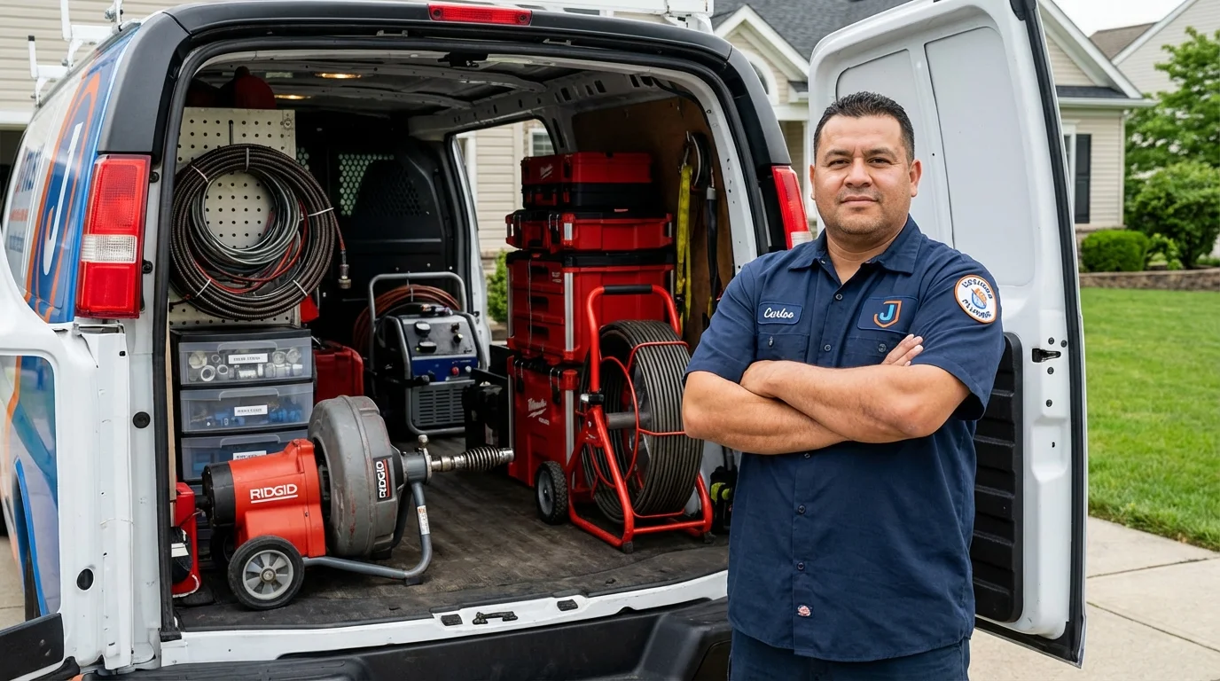 Professional drain cleaning equipment and Johns Plumbing LLC plumber in Mazomanie