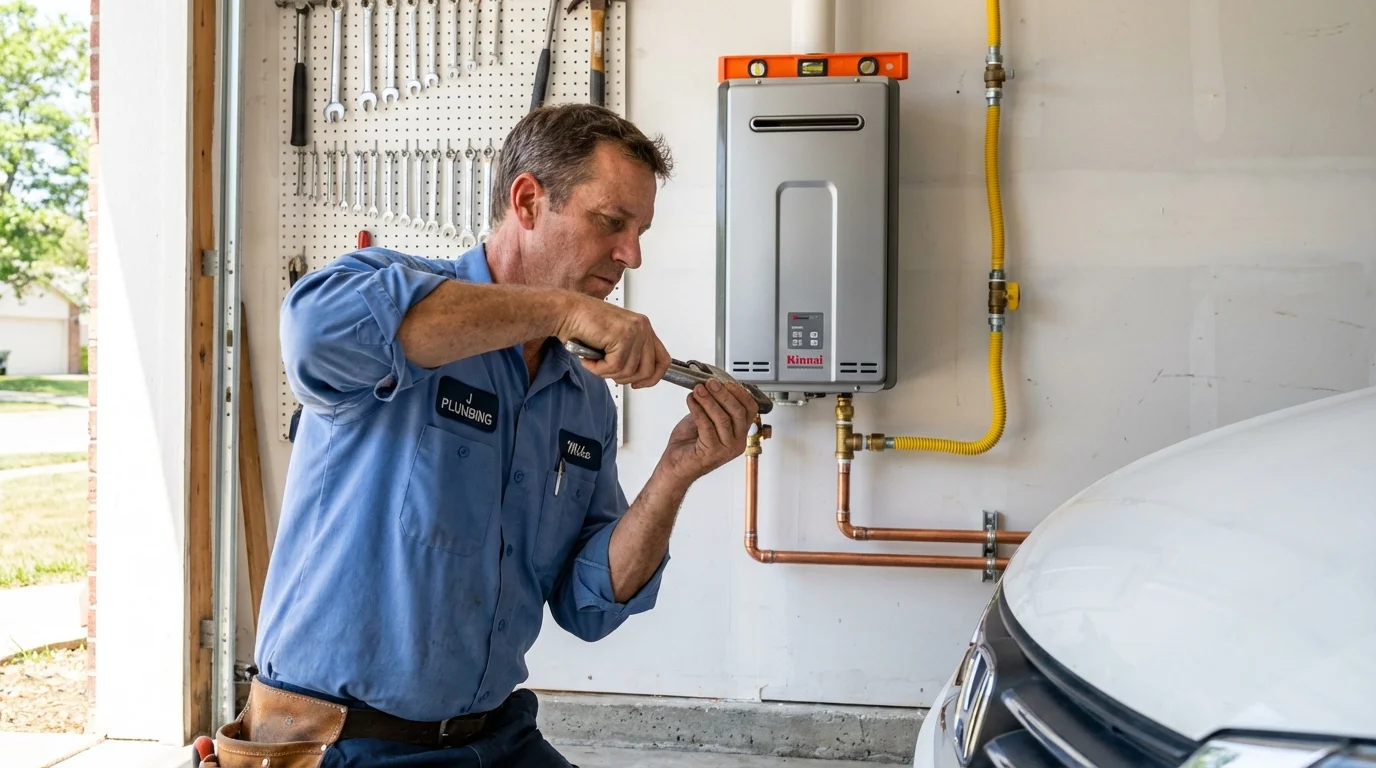 Tankless water heater installation by a Johns Plumbing LLC plumber in Mazomanie